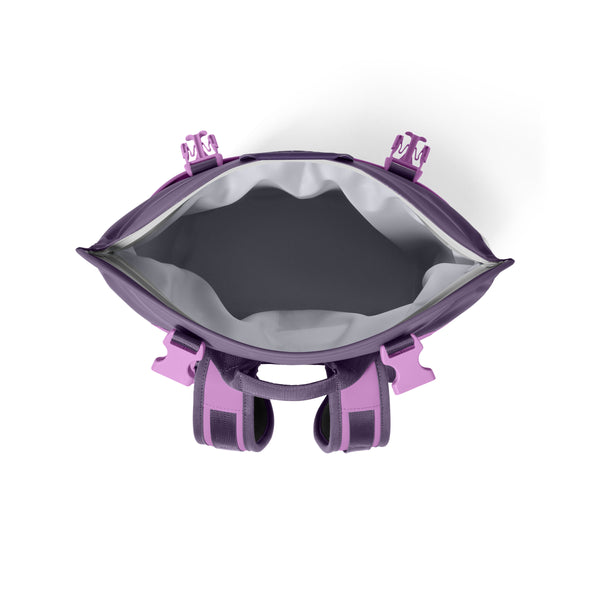Purple YETI backpack cooler on a white background