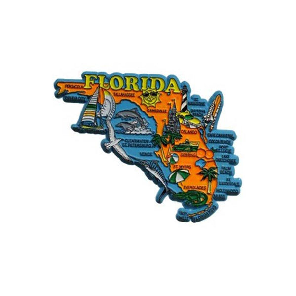 Florida Jumbo State Magnet - 4x4 Inch 3D Souvenir Made In USA, Vintage Rubber Collectible For Fridge & Gifts