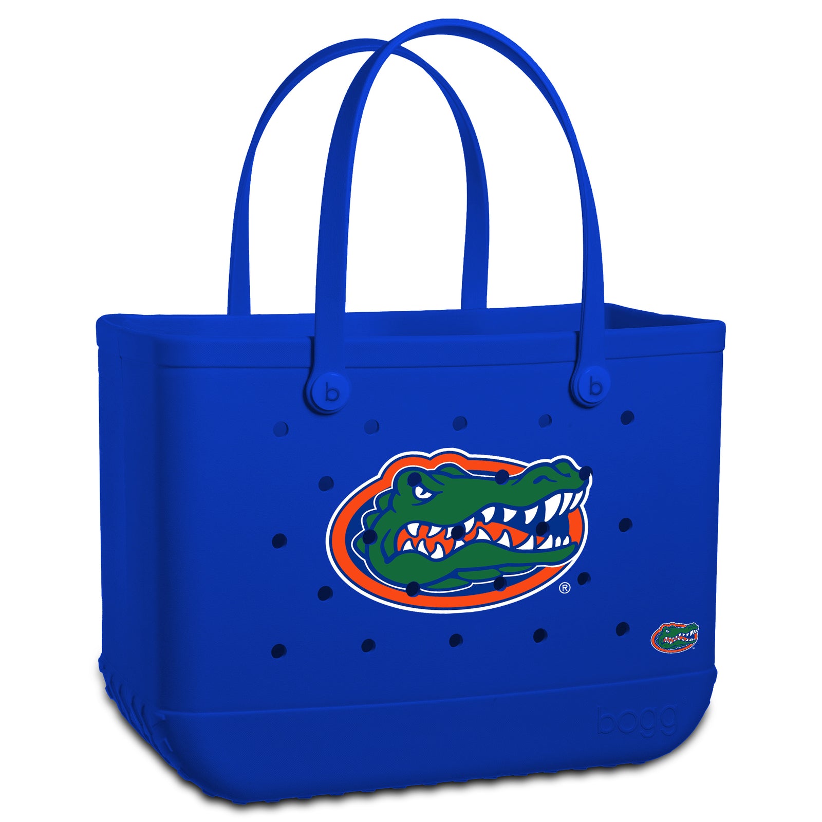 University of Florida Gators Original Bogg Bag in royal blue with gator logo in the middle and right corner