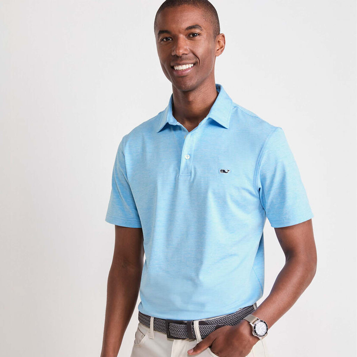 Vineyard Vines St. Jean Stripe Sankaty Polo in Ocean Breeze Tejeda
