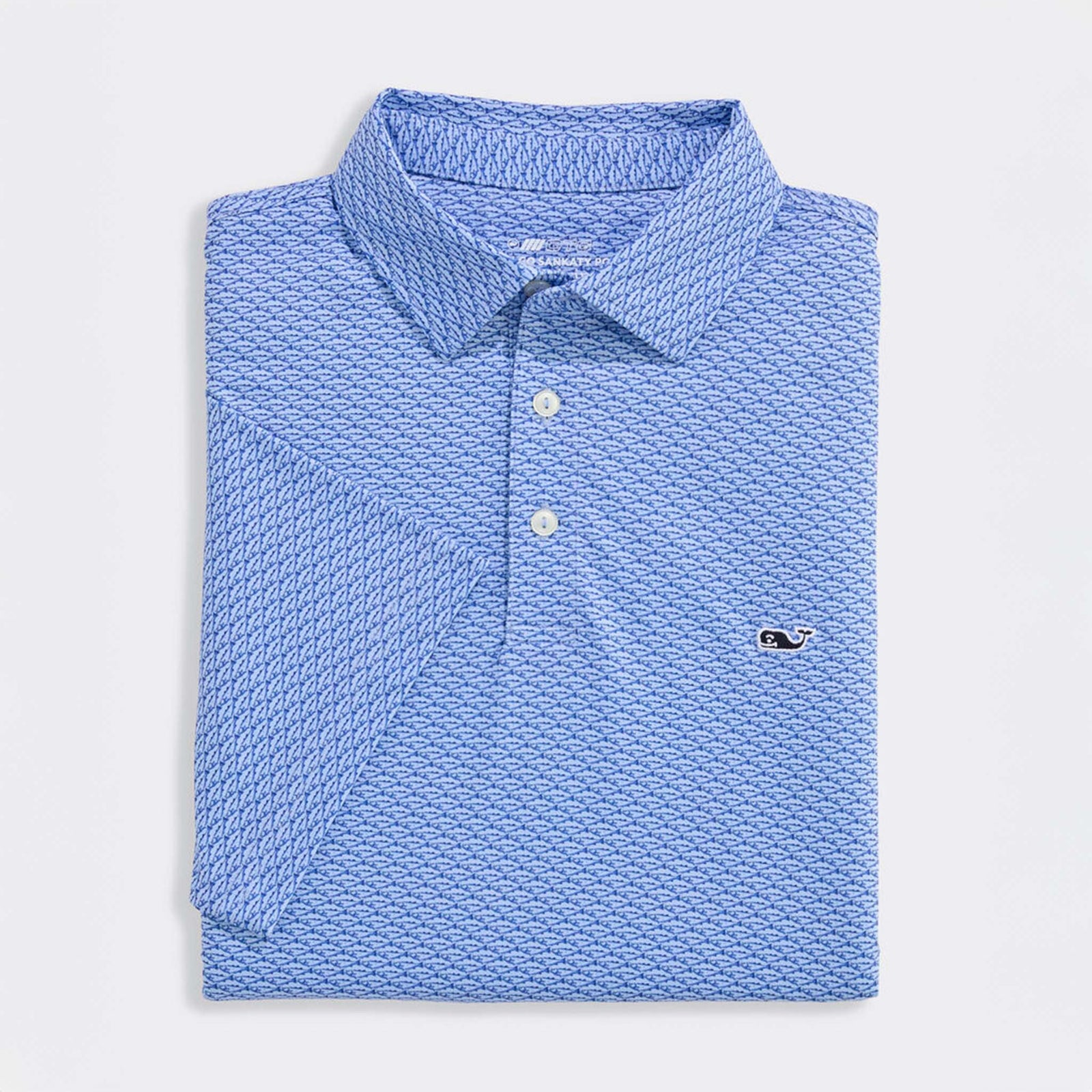 Vineyard Vines Performance Printed Sankaty Polo in Bass Micro Jake Blue