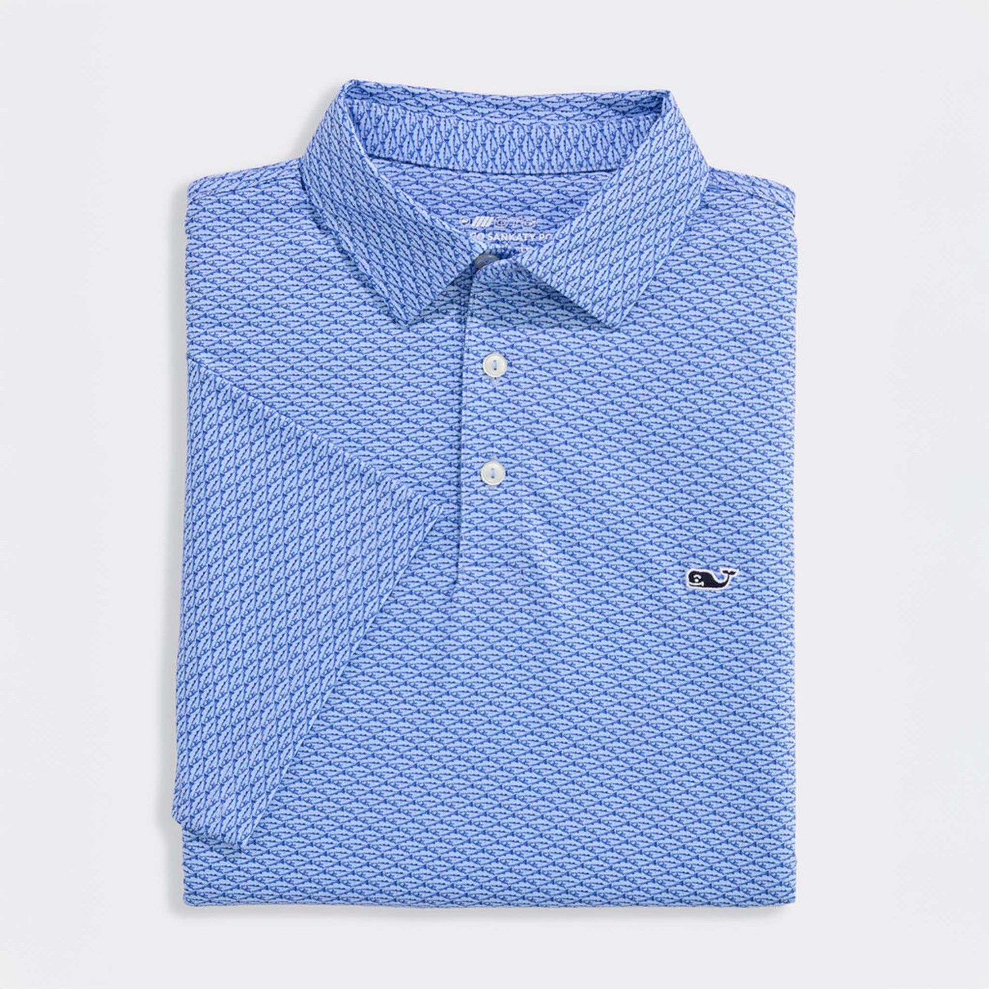 Vineyard Vines Performance Printed Sankaty Polo in Bass Micro Jake Blue