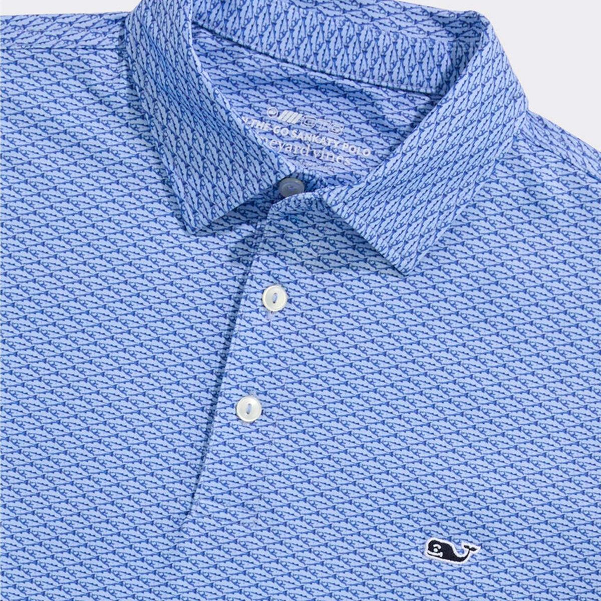 Vineyard Vines Performance Printed Sankaty Polo in Bass Micro Jake Blue