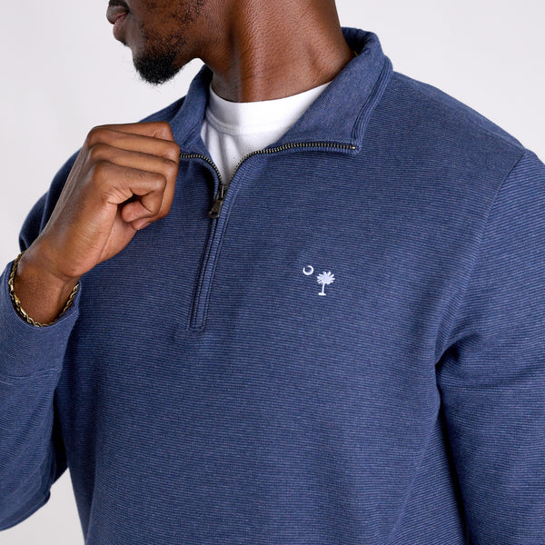 Men's Saltwater Quarter Zip Pullover in Deep Bay
