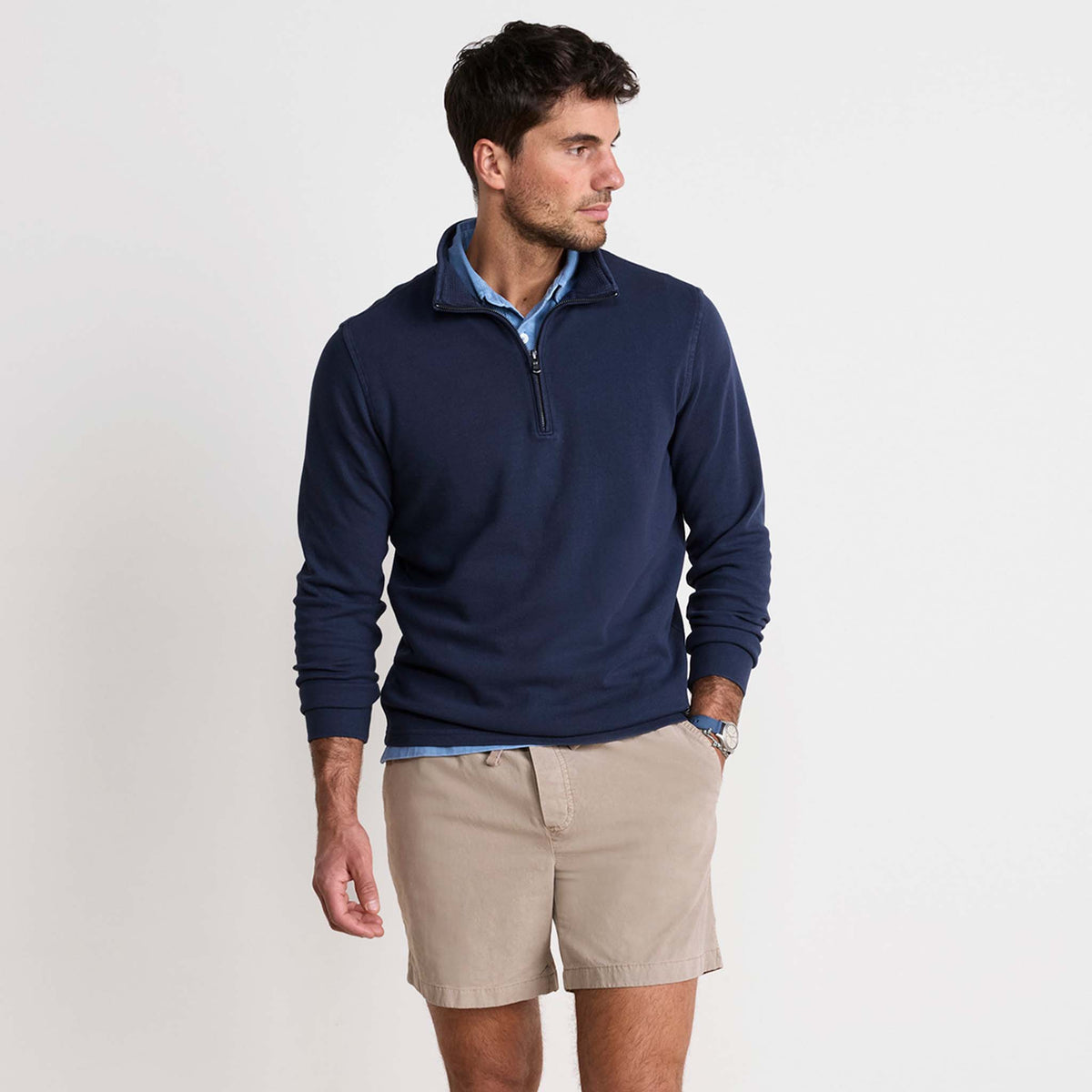 vineyard vines Men's Coastline Quarter Zip Pullover in Nautical Navy
