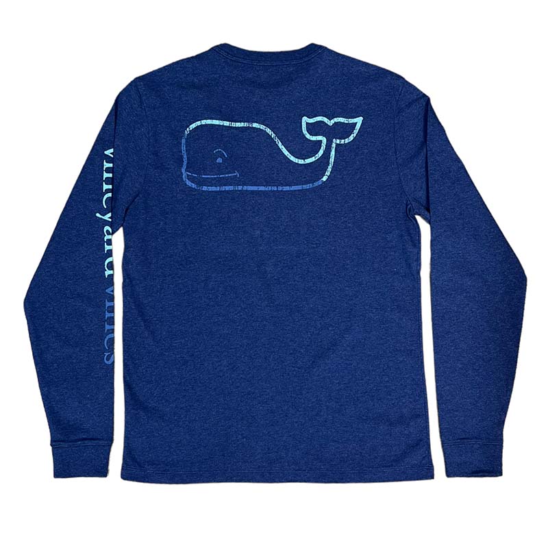 Heathered Burgee Vintage Whale Long Sleeve T-Shirt