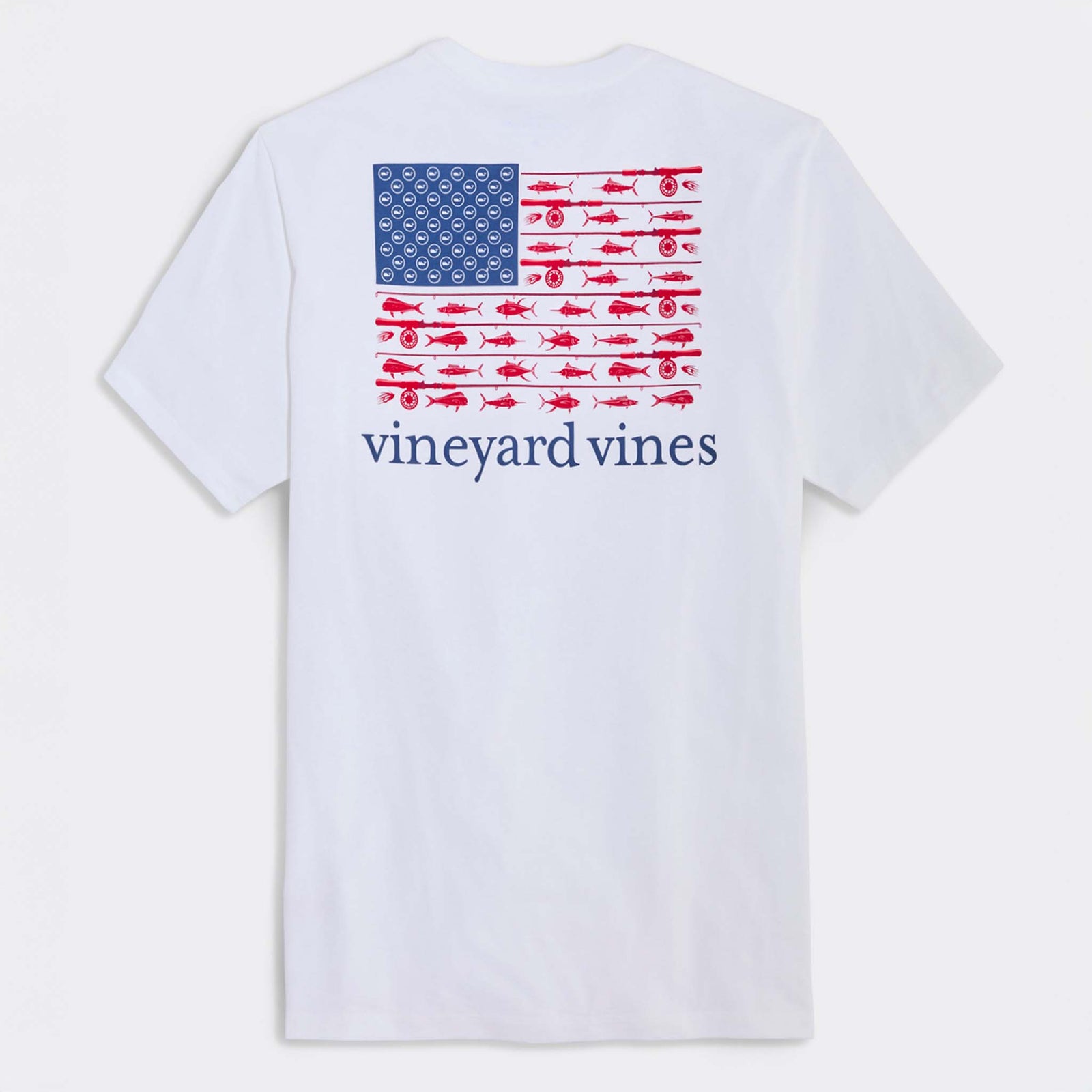 Vineyard Vines USA Reel Flag Short Sleeve T-Shirt in white
