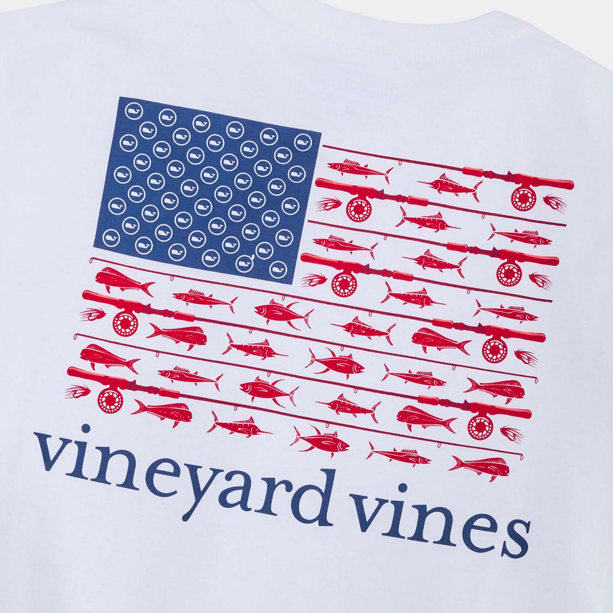 Vineyard Vines USA Reel Flag Short Sleeve T-Shirt in white