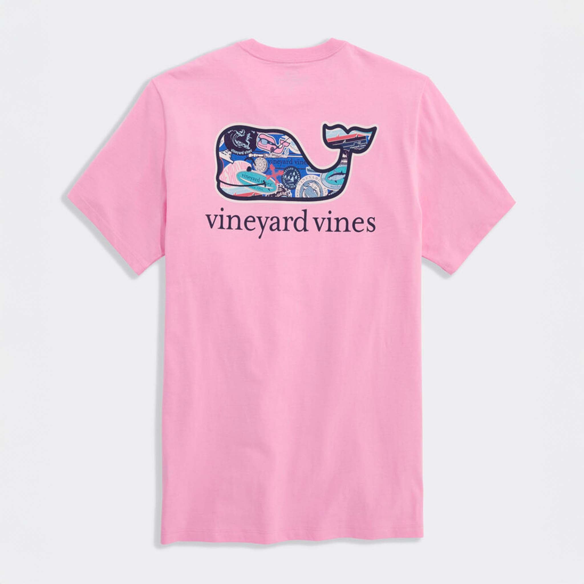Vineyard Vines Stickers Whale Sleeve T-Shirt in Cotton Candy