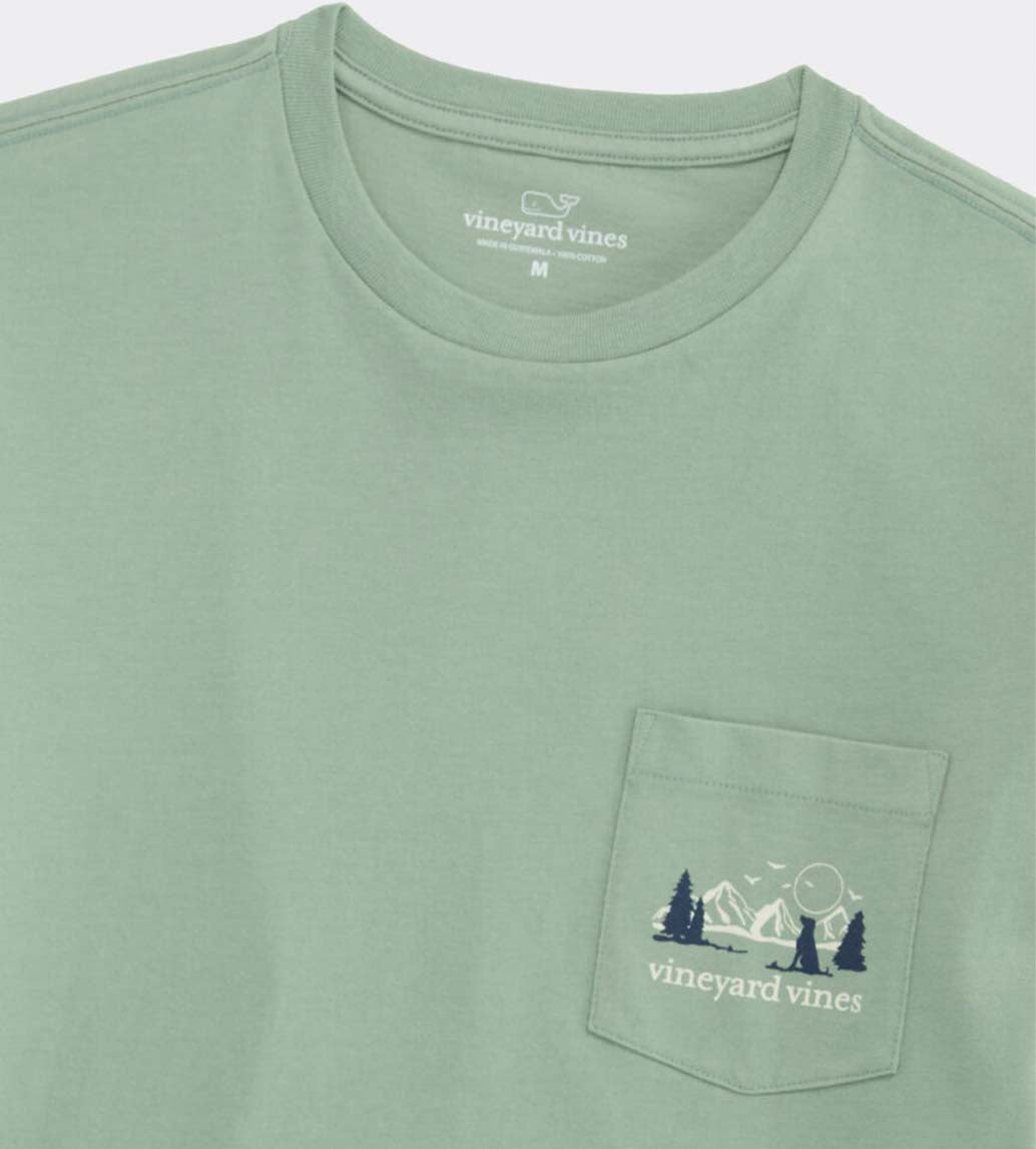 Vineyard Vines Mountain Dog Long Sleeve T-Shirt in dunegrass green