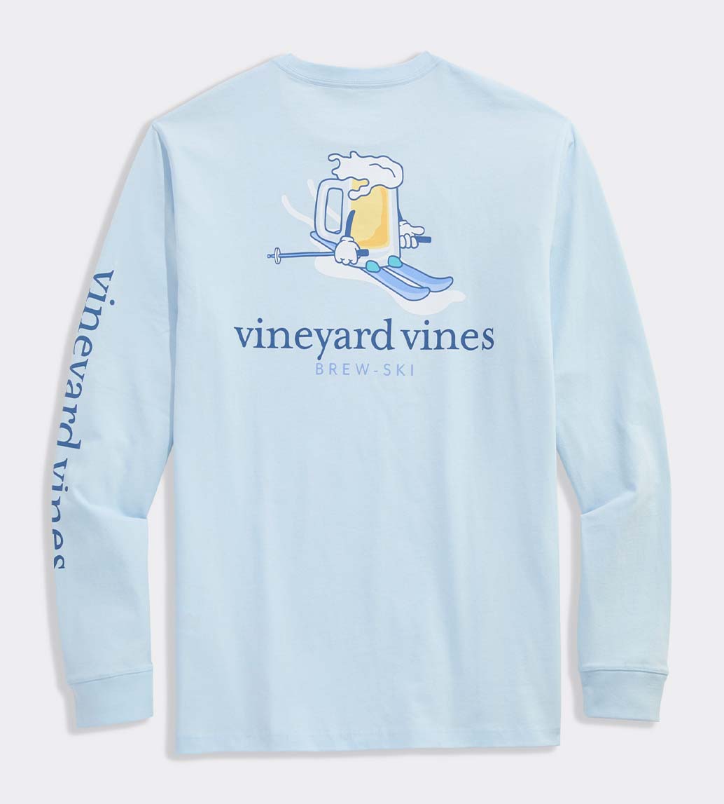 Vineyard Vines Brew Ski Time Long Sleeve T-Shirt in light blue