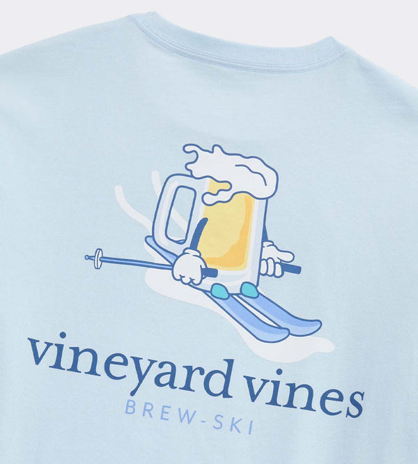 Vineyard Vines Brew Ski Time Long Sleeve T-Shirt in light blue