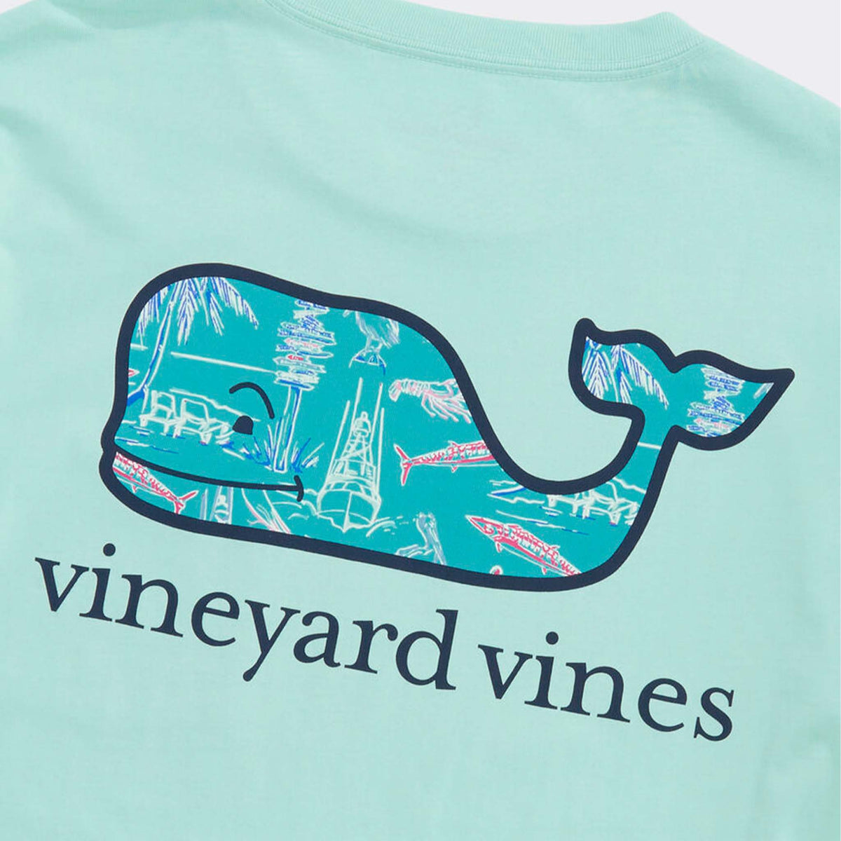 Vineyard Vines Keys Scenic Whale Long Sleeve T-Shirt in Crystal Blue