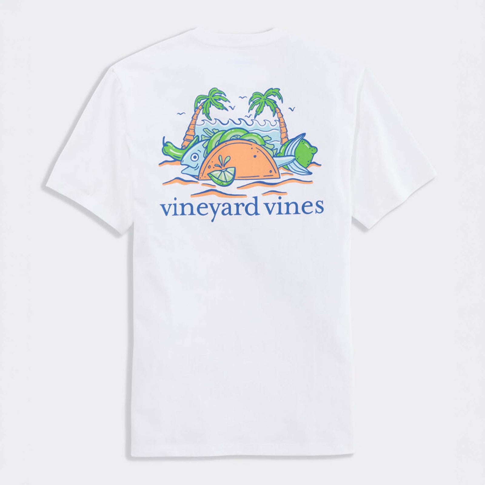White t-shirt with a colorful graphic and 'Vineyard Vines' logo on a white background