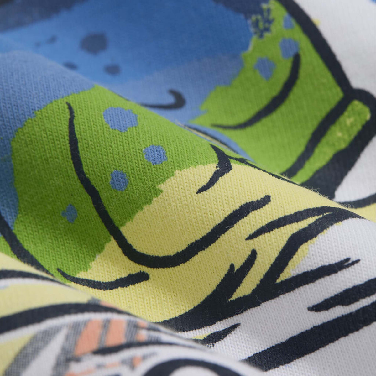 Vineyard Vines Short Sleeve Pocket T-Shirt in White Cap fabric close-up showing printed fish design texture on soft cotton material.