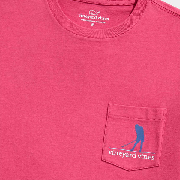 Vineyard Vines USA Golf Silhouette Red Short Sleeve T-Shirt shown on a white background.