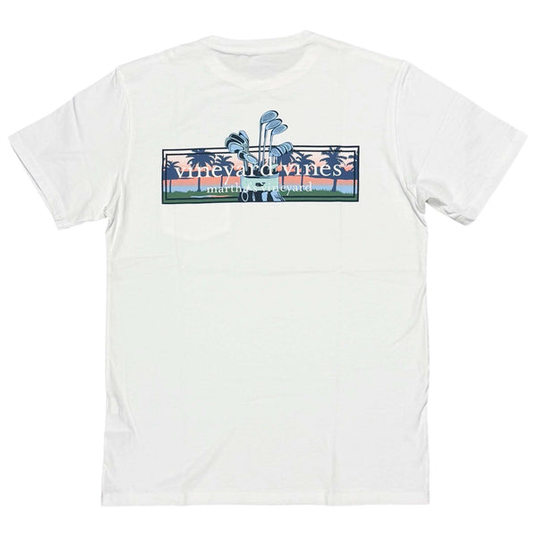 White t-shirt with a graphic design on a white background