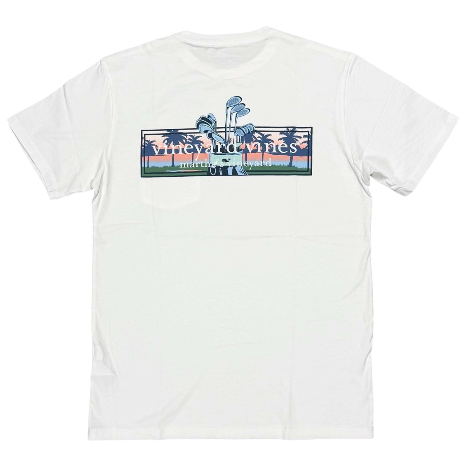 White t-shirt with a graphic design on a white background