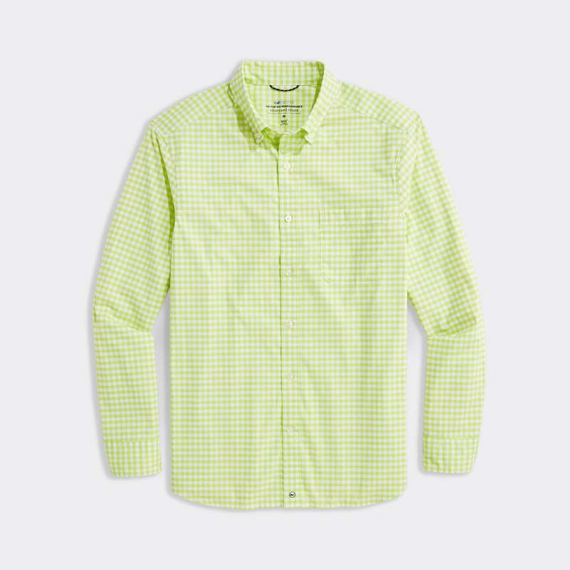 On The Go Gingham Long Sleeve Woven Button Down