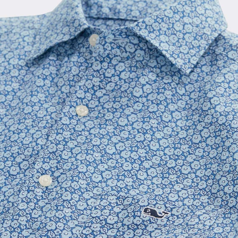 Short Sleeve Micro Floral Button Down Shirt