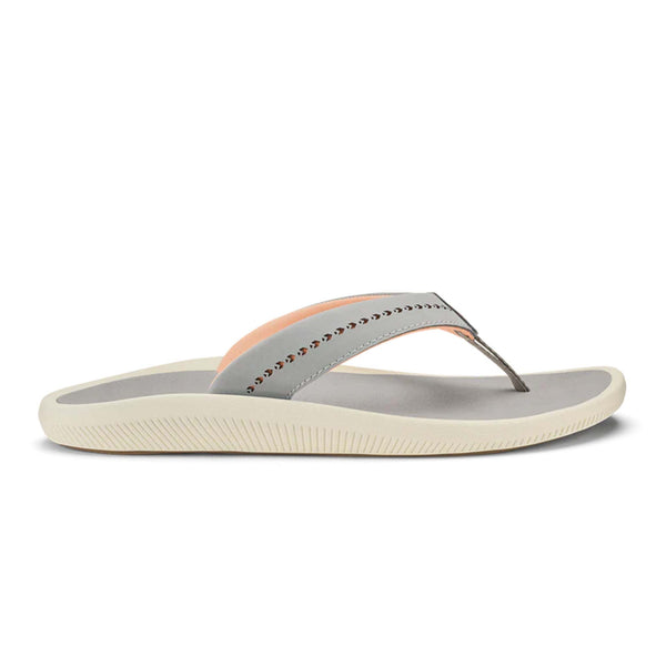 Pair of Olukai Women's Ulele Sandals in Ash gray shown on a white background.