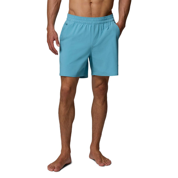 Front view of Columbia PFG Terminal Roamer™ 6 Inch Stretch Shorts in Caribbean blue