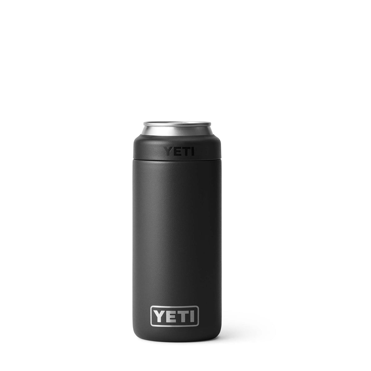 Yeti Black Rambler 12oz Slim Can Colster
