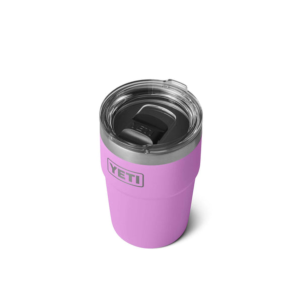 Yeti desert bloom purple 16oz Rambler Stackable Cup shown on a white background.