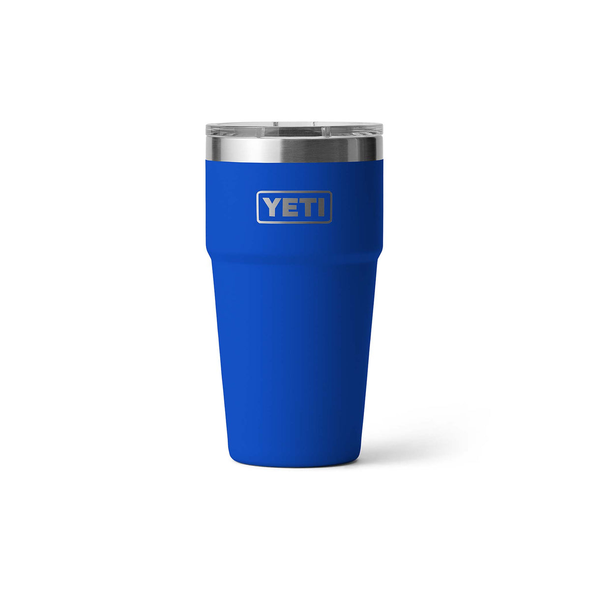 Yeti Royal Blue Rambler 20oz. Stackable Cup on a white background.