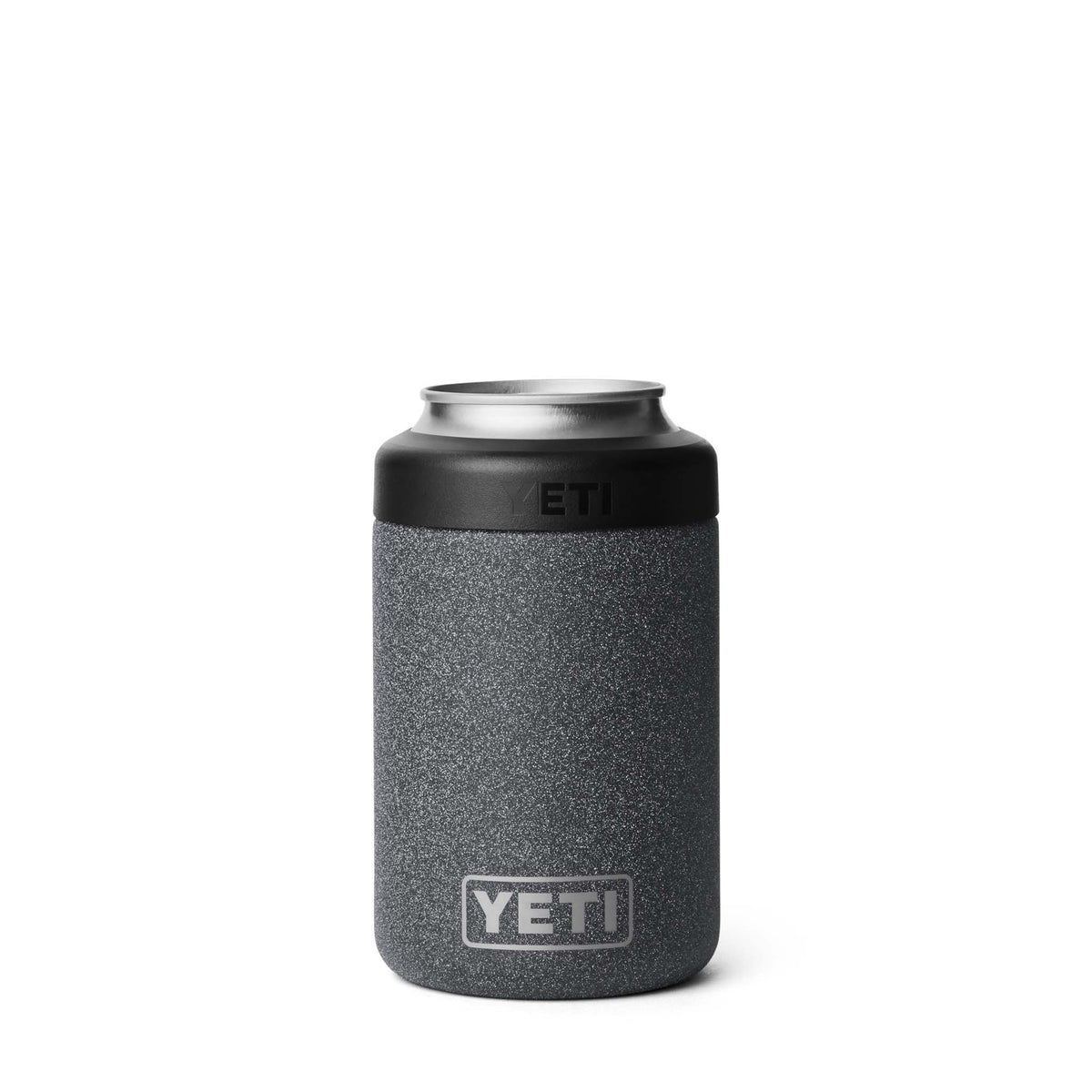 Black Stone Rambler Colster holding a 12oz aluminum can.