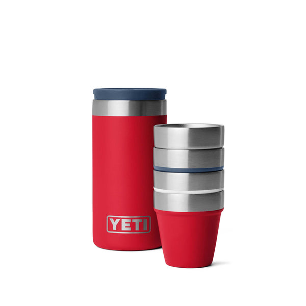 Red, White, and Navy 4 Piece Shot Glass Set with Case