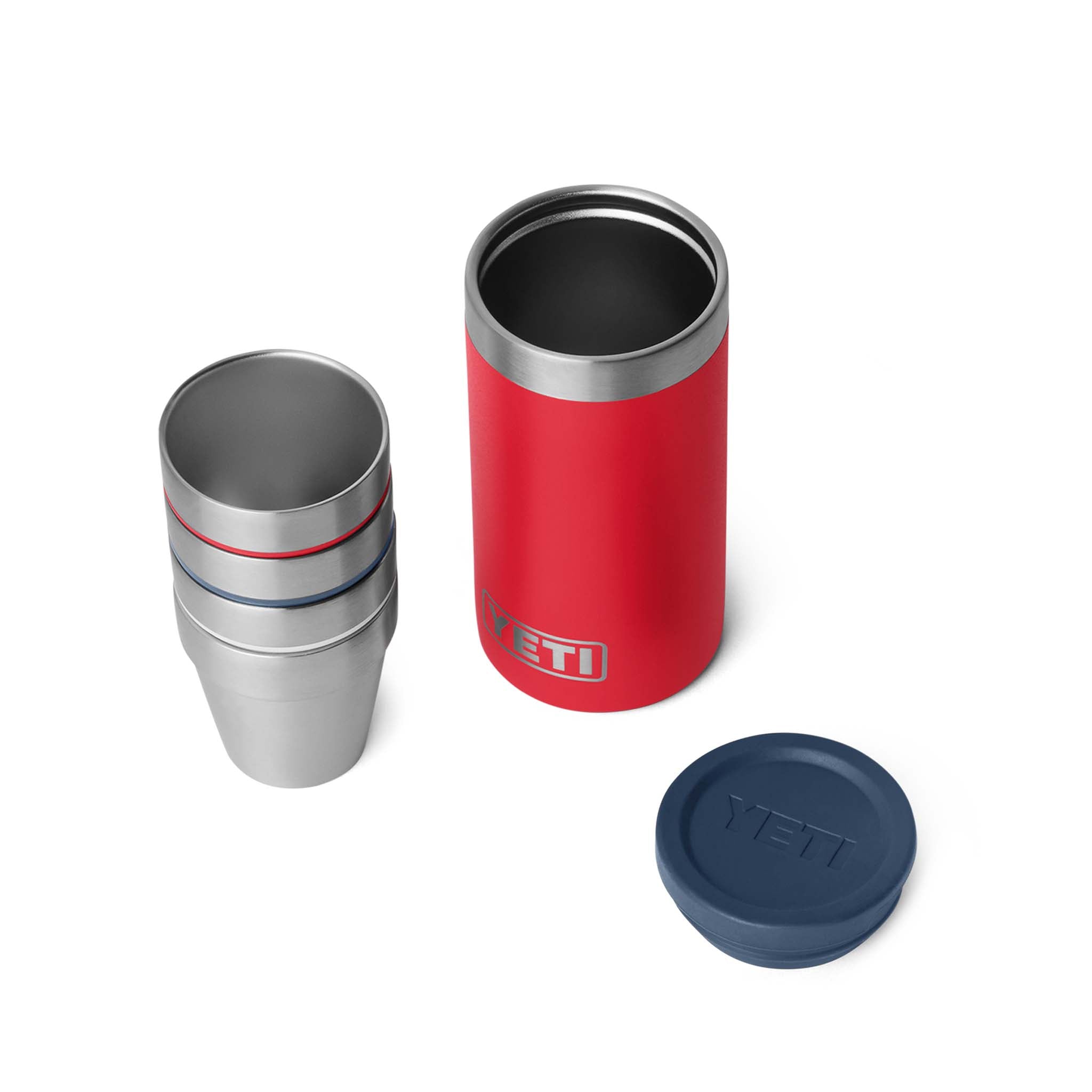 YETI Red, White, and Navy 4 Piece Shot Glass Set with Case