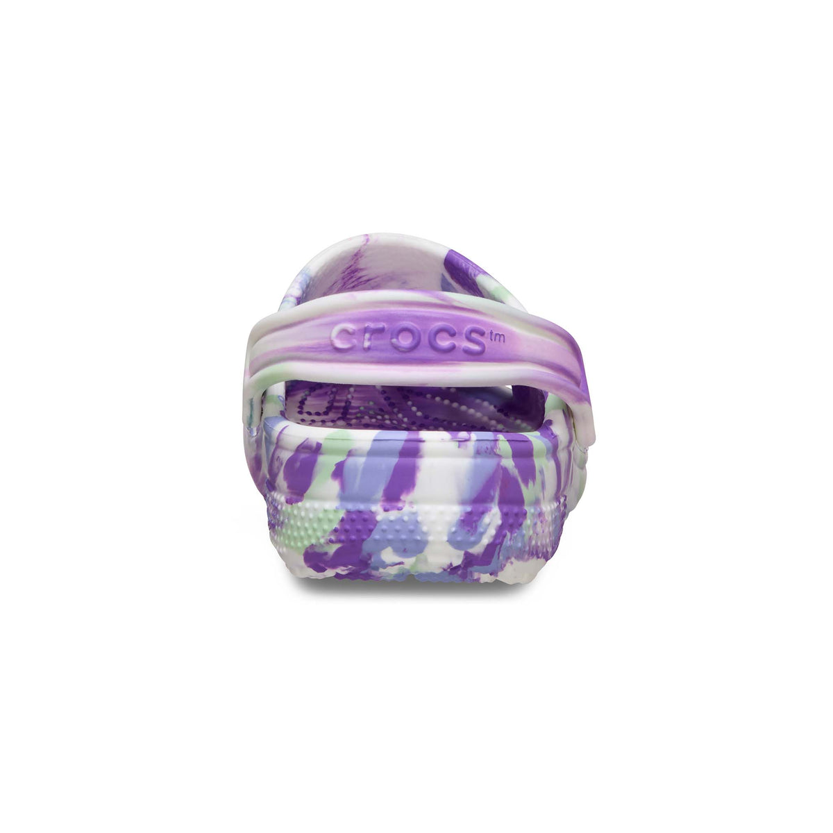 Kids Classic Glow Marbled Clog in Purple and White