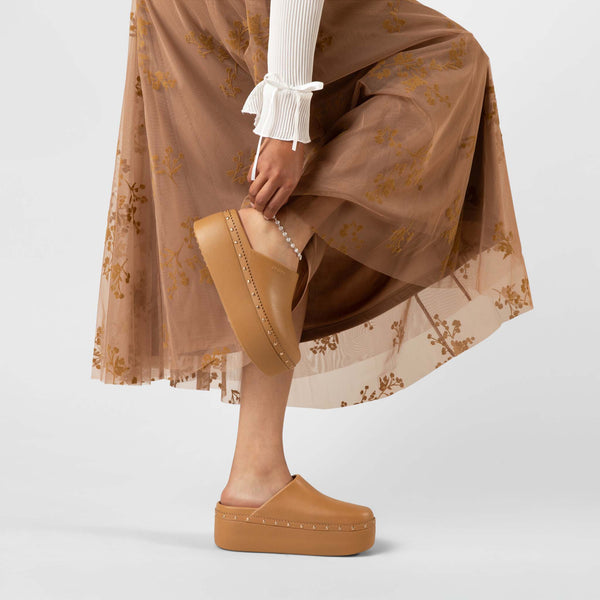 Dylan Platform Studded Clog Slip-On Shoes in Umber