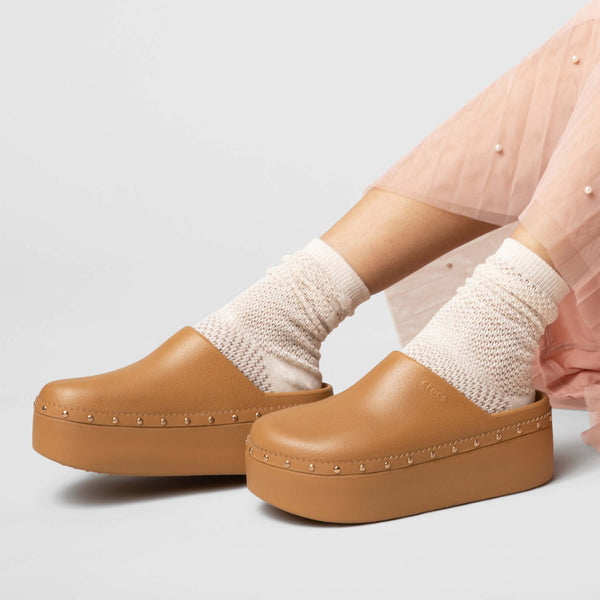 Dylan Platform Studded Clog Slip-On Shoes in Umber