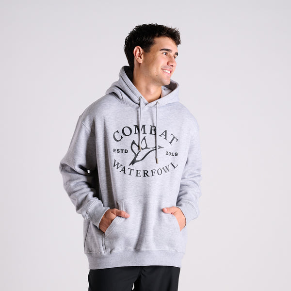 Badge Logo Hoodie in Heather Grey