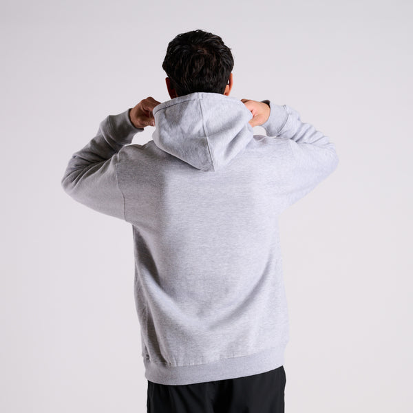 Badge Logo Hoodie in Heather Grey