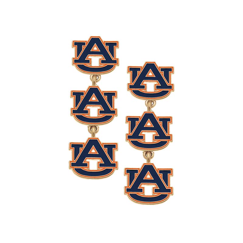 Tri Auburn Logo Dangle Earrings