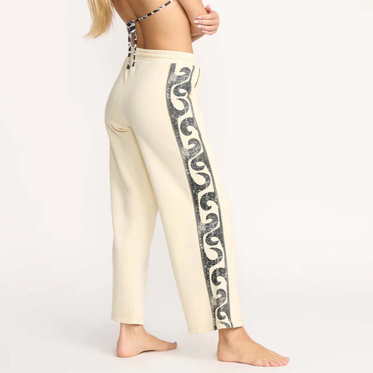 Billabong Sun Wave Lounge Pant in cream and black