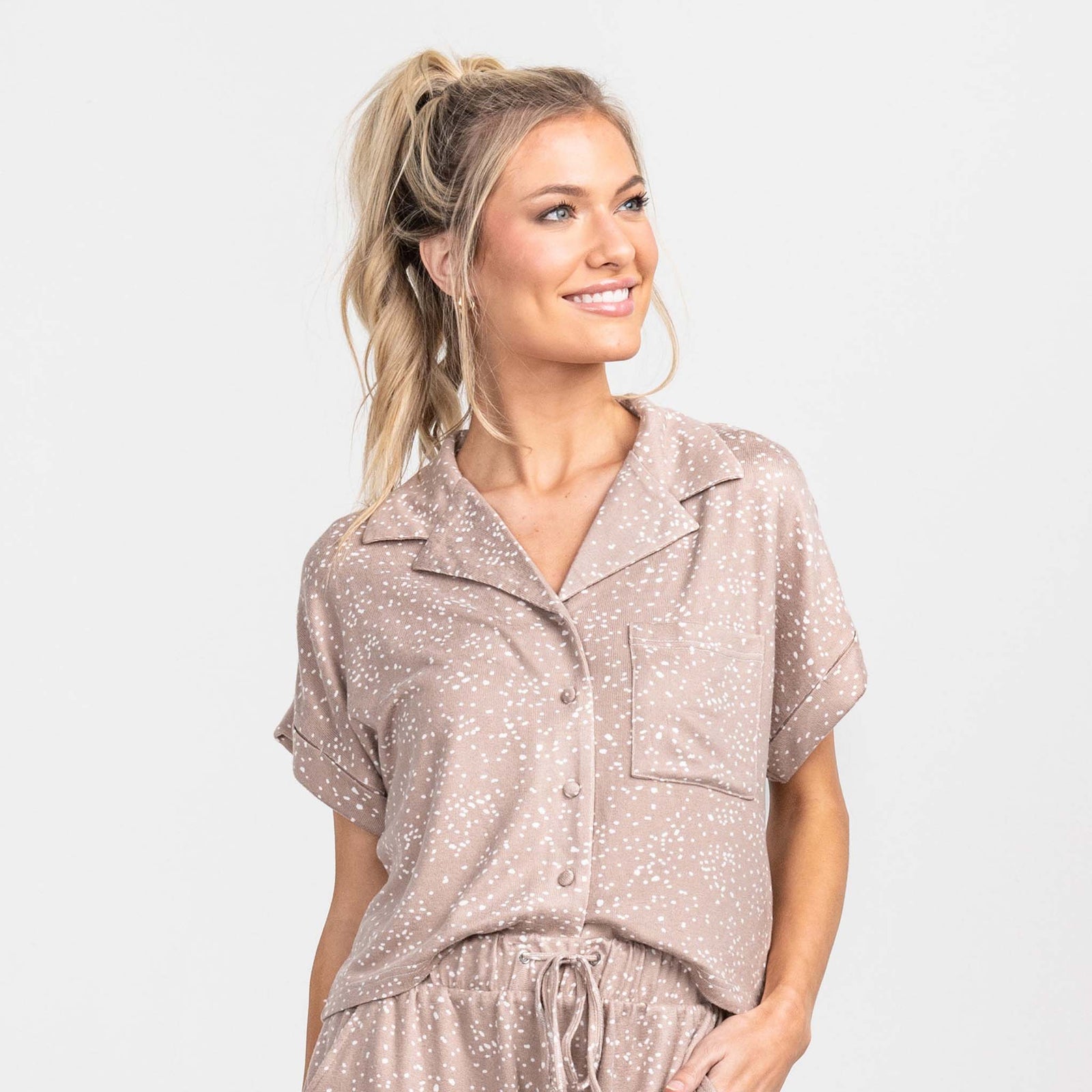 Southern Shirt Co. Wildest Dreams Boxy Pajama Top in Sleepy Fawn