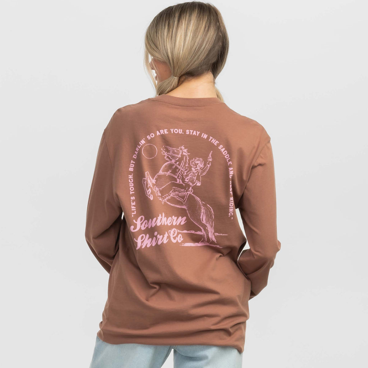Southern Shirt Co. Little Bit Cowgirl Long Sleeve T-Shirt in Maple