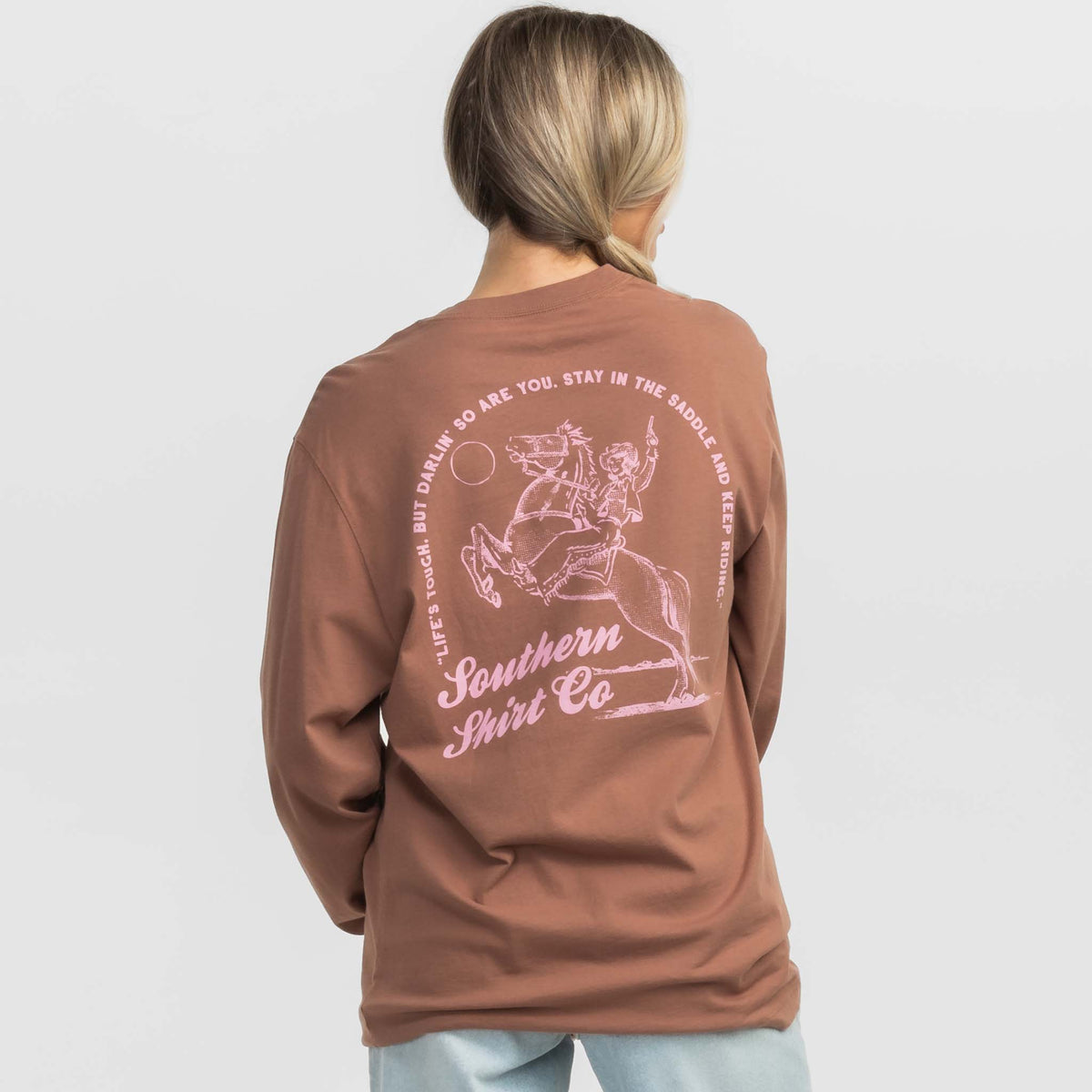 Southern Shirt Co. Little Bit Cowgirl Long Sleeve T-Shirt in Maple