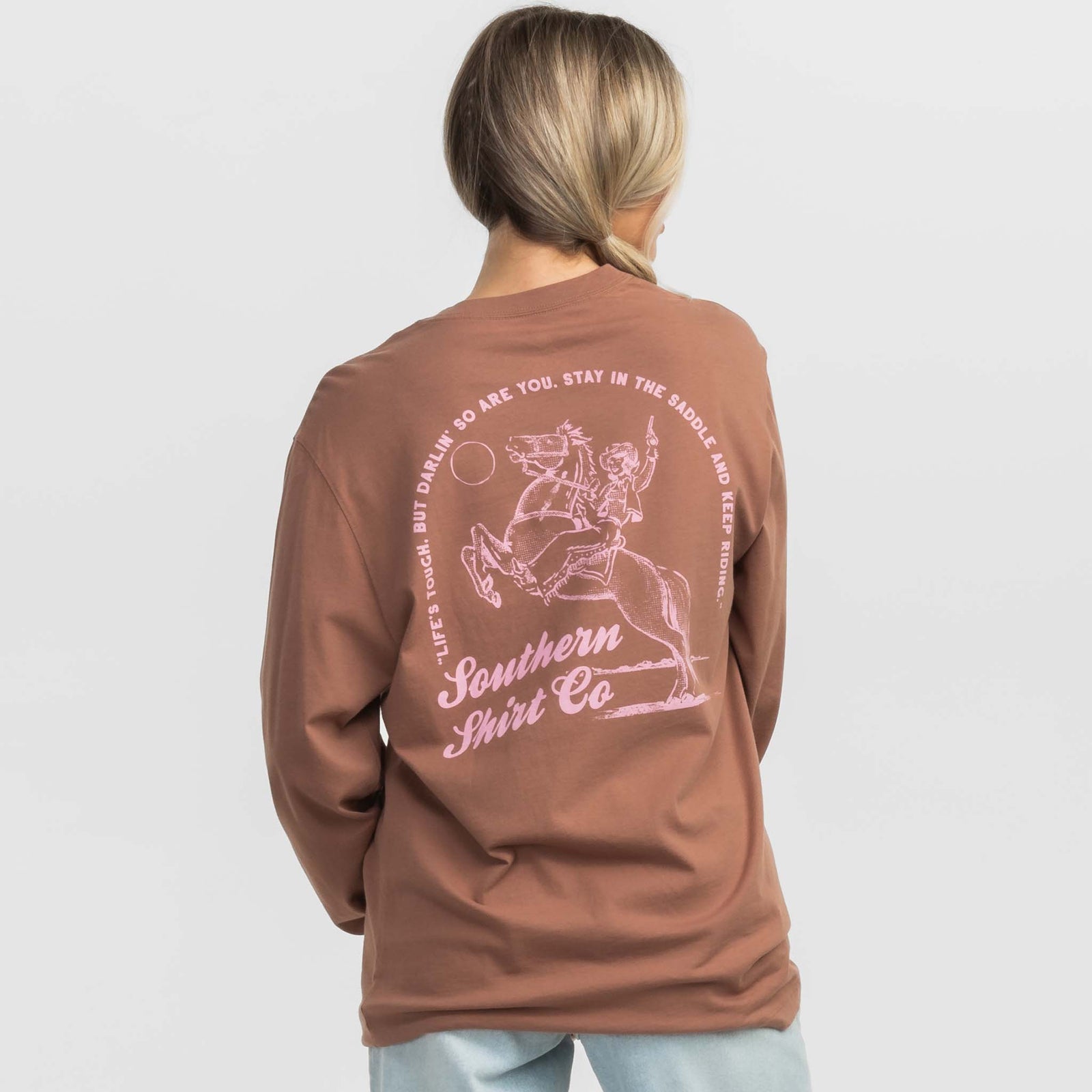 Southern Shirt Co. Little Bit Cowgirl Long Sleeve T-Shirt in Maple