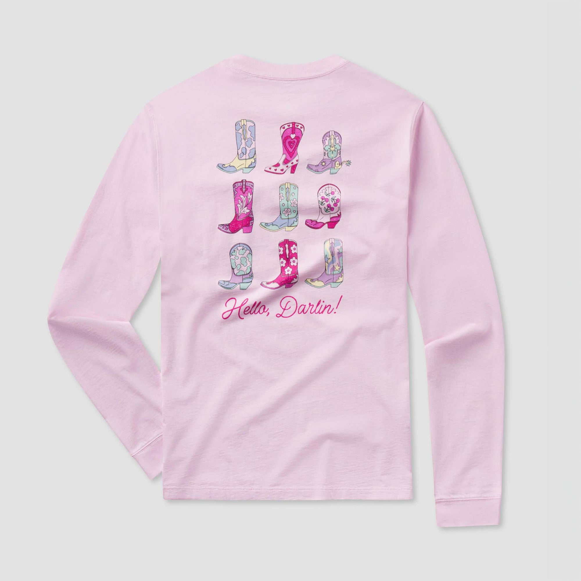 Southern Shirt Co. Boot Scootin' Long Sleeve T-Shirt in Ballet Slipper Pink