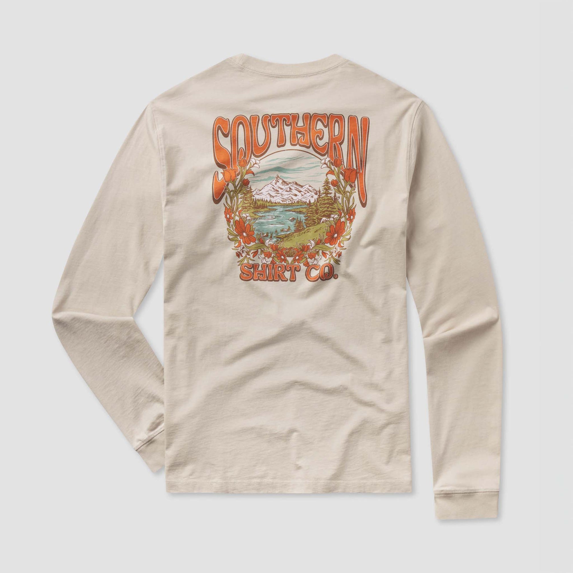 Southern Shirt Co. Misty Mountain Long Sleeve T-Shirt in Taupe