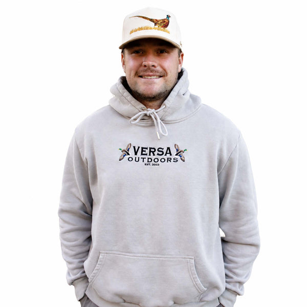 Mallard Embroidered Hoodie in Grey