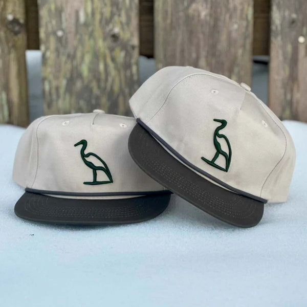 Heron Embroidered Flat Bill Goat Rope Hat in Lowcountry