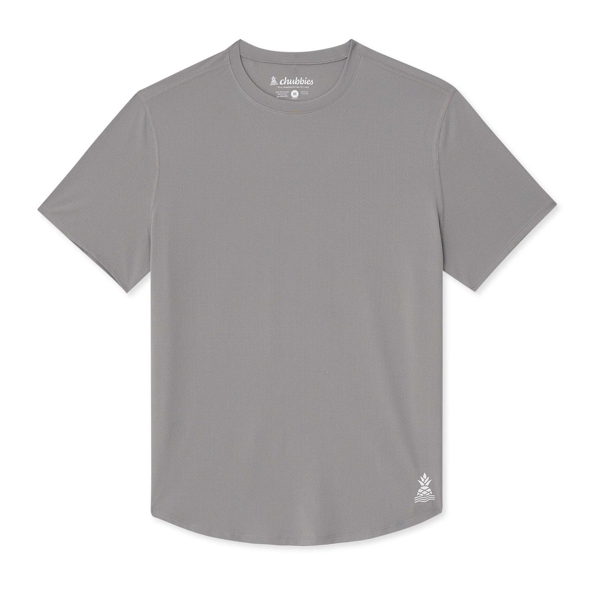 Front flat lay of The Steel Gray Rec Tee with moisture wicking, breathable athletic material