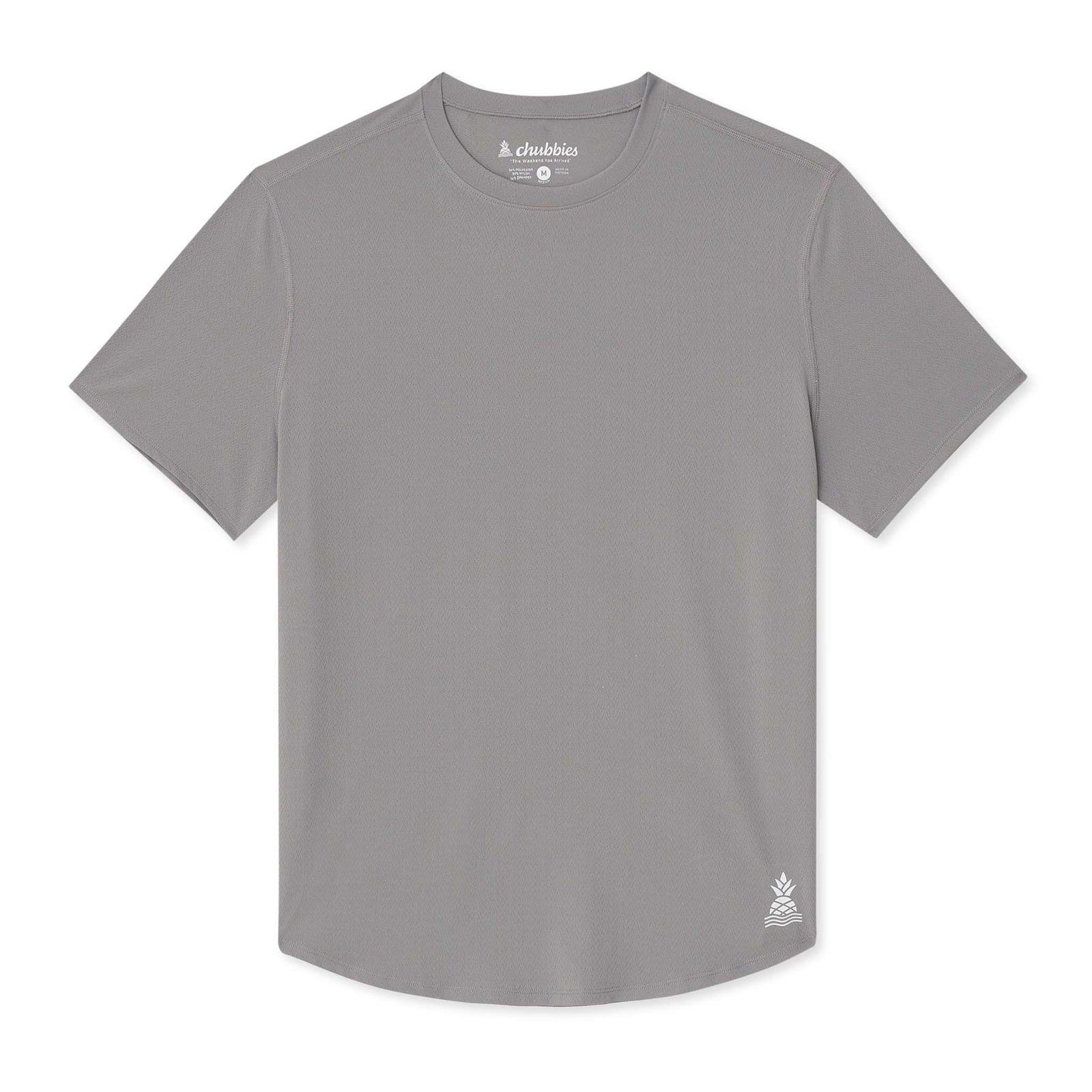 Front flat lay of The Steel Gray Rec Tee with moisture wicking, breathable athletic material
