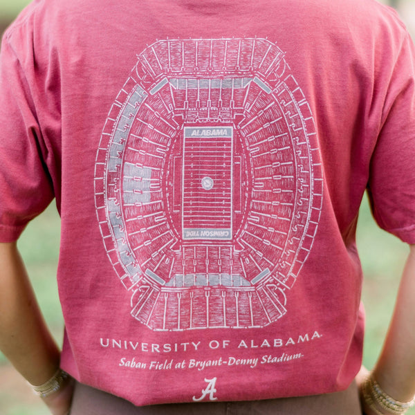 Alabama Crimson Tide Bryant Denny Blueprint Short Sleeve T-Shirt